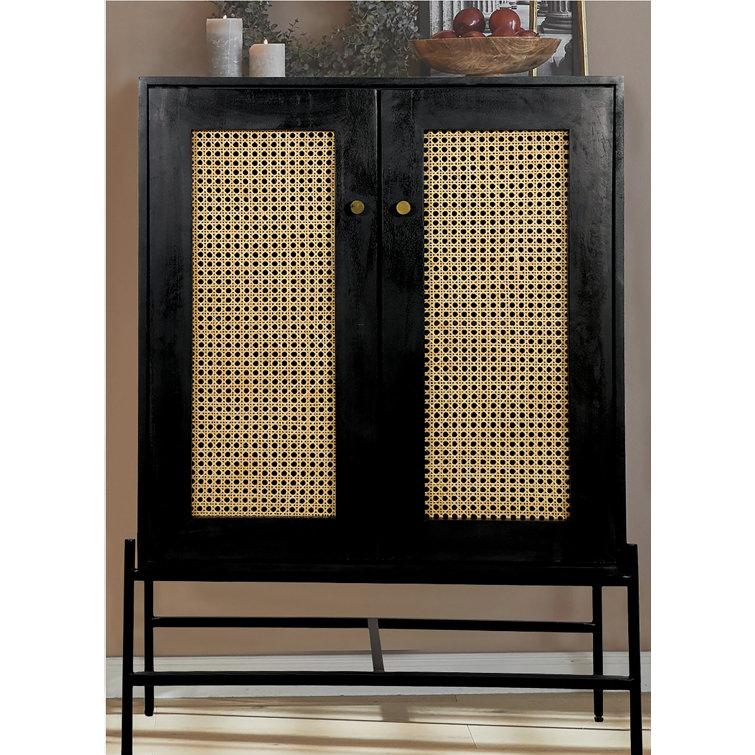 Bay Isle Home Framingham Rattan 2 Door Tall Sideboard /